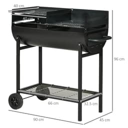 image-Outsunny Steel 2-Grill Charcoal BBQ w/ Wheels Black