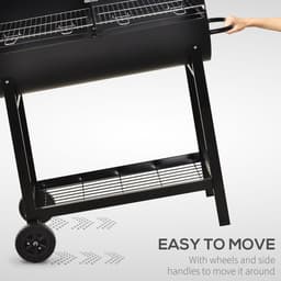 image-Outsunny Steel 2-Grill Charcoal BBQ w/ Wheels Black