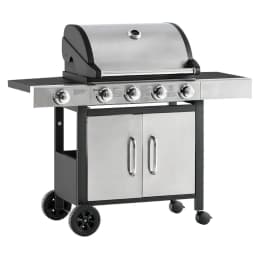 image-Gas Barbecue Grill 4+1 Burner BBQ Trolley Rack 128x50x113cm Stainless Steel