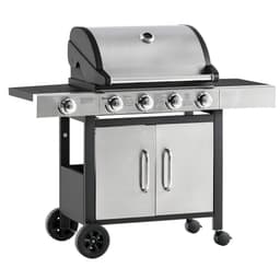 image-Gas Barbecue Grill 4+1 Burner BBQ Trolley Rack 128x50x113cm Stainless Steel