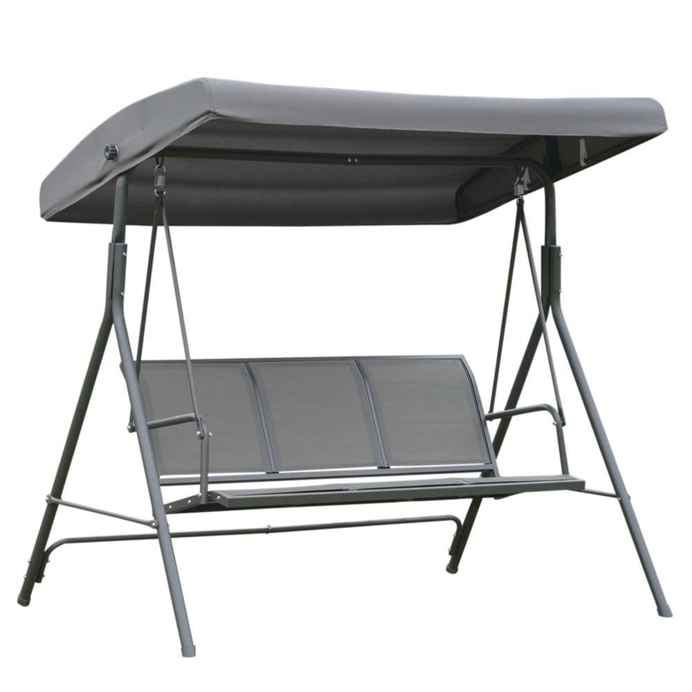 image-3 Seater Garden Swing Chair Grey Hammock Canopy Patio Outdoor Bench