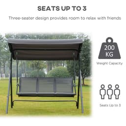 image-3 Seater Garden Swing Chair Grey Hammock Canopy Patio Outdoor Bench