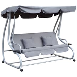 image-Outsunny 3-Seater Garden Hammock Swing Chair Bench Luxury W/2 Free Pillows-Grey