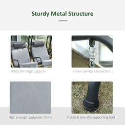 image-Canopy Swing Modern Outdoor Relax Chairs w/ 2 Separate Chairs, Grey