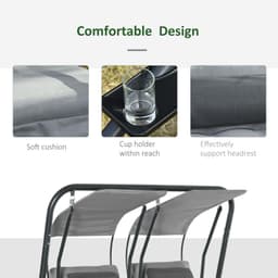 image-Canopy Swing Modern Outdoor Relax Chairs w/ 2 Separate Chairs, Grey