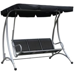image-3 Person Steel Swing Chair & Adjustable Canopy - Black Seat