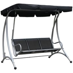 image-3 Person Steel Swing Chair & Adjustable Canopy - Black Seat