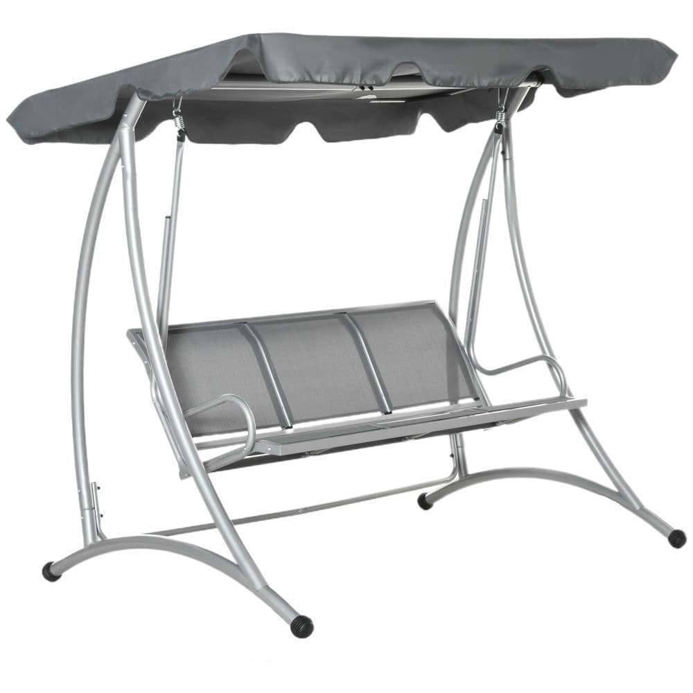 image-3 Person Steel Swing Chair & Adjustable Canopy - Dark Grey