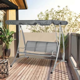 image-3 Person Steel Swing Chair & Adjustable Canopy - Dark Grey