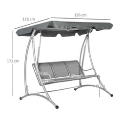 image-3 Person Steel Swing Chair & Adjustable Canopy - Dark Grey