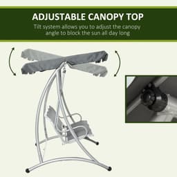 image-3 Person Steel Swing Chair & Adjustable Canopy - Dark Grey