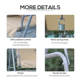 image-Outsunny Outdoor Love Seat Swing Chair, Steel-Beige