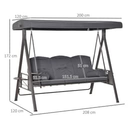 image-Steel Swing Chair Hammock Garden 3 Seater Canopy w/ Cushions Shelter