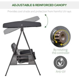image-Steel Swing Chair Hammock Garden 3 Seater Canopy w/ Cushions Shelter
