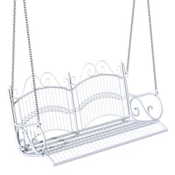image-Outsunny Metal 2-Seater Outdoor Garden Swing Bench White