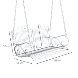 image-Outsunny Metal 2-Seater Outdoor Garden Swing Bench White