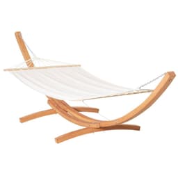 image-Outdoor Garden Hammock & Wooden Stand Swing Hanging Bed White