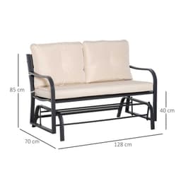 image-2-Person Loveseat Rocking Chair with Armrest & Weather Resistant Cushions, Khaki
