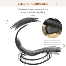 image-Patio Rocking Chaise Lounge Rocking Bed with Canopy Cushion Headrest Pillow