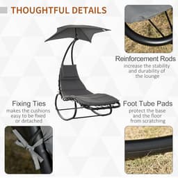 image-Patio Rocking Chaise Lounge Rocking Bed with Canopy Cushion Headrest Pillow