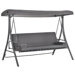 image-2-in-1 Swing Chair 3 Seater Bench Hammock Bed Adjustable Canopy Pillow, Grey