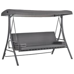 image-2-in-1 Swing Chair 3 Seater Bench Hammock Bed Adjustable Canopy Pillow, Grey