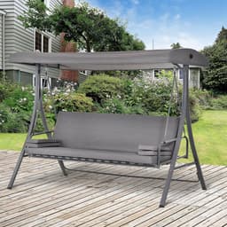 image-2-in-1 Swing Chair 3 Seater Bench Hammock Bed Adjustable Canopy Pillow, Grey