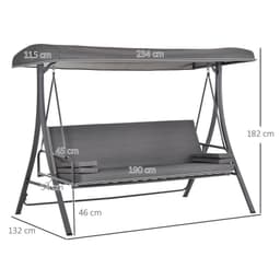 image-2-in-1 Swing Chair 3 Seater Bench Hammock Bed Adjustable Canopy Pillow, Grey