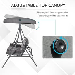 image-2-in-1 Swing Chair 3 Seater Bench Hammock Bed Adjustable Canopy Pillow, Grey