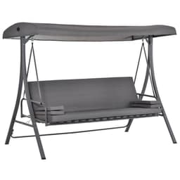image-2-in-1 Swing Chair 3 Seater Bench Hammock Bed Adjustable Canopy Pillow, Grey