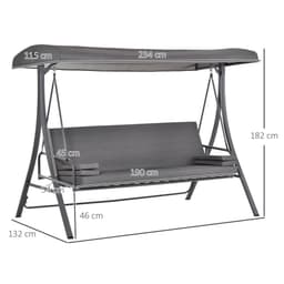 image-2-in-1 Swing Chair 3 Seater Bench Hammock Bed Adjustable Canopy Pillow, Grey