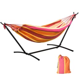 image-277 x 121cm Hammock & Stand Camping Hammock & Carrying Bag, 120kg, Red Stripe
