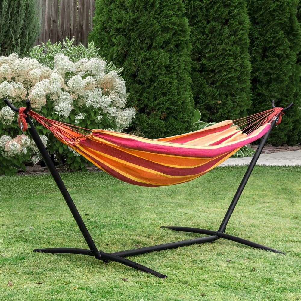 image-277 x 121cm Hammock & Stand Camping Hammock & Carrying Bag, 120kg, Red Stripe