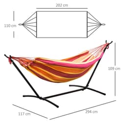 image-277 x 121cm Hammock & Stand Camping Hammock & Carrying Bag, 120kg, Red Stripe