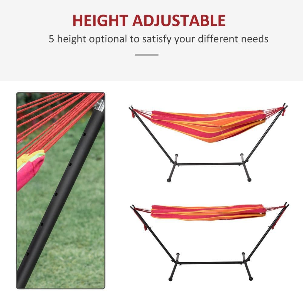 image-277 x 121cm Hammock & Stand Camping Hammock & Carrying Bag, 120kg, Red Stripe
