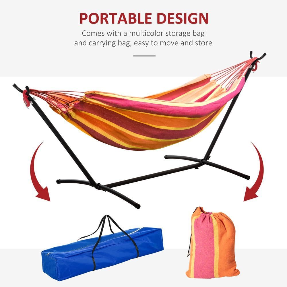 image-277 x 121cm Hammock & Stand Camping Hammock & Carrying Bag, 120kg, Red Stripe