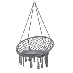 image-Cotton-Polyester Blend Macrame Hanging Chair Swing Hammock & Backrest, Grey