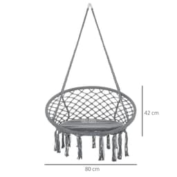 image-Cotton-Polyester Blend Macrame Hanging Chair Swing Hammock & Backrest, Grey
