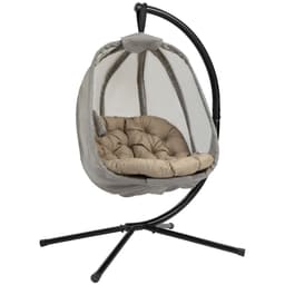 image-Hanging Egg Chair, Swing Hammock with Cushion and Stand, Khaki