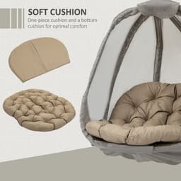 image-Hanging Egg Chair, Swing Hammock with Cushion and Stand, Khaki