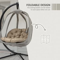 image-Hanging Egg Chair, Swing Hammock with Cushion and Stand, Khaki
