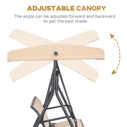 image-3 Seater Swing Chair Canopy Replacement Steel Frame - Beige