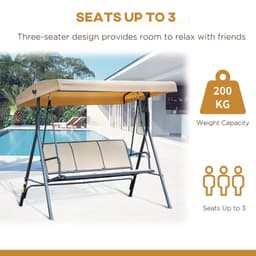 image-3 Seater Swing Chair Canopy Replacement Steel Frame - Beige