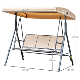 image-3 Seater Swing Chair Canopy Replacement Steel Frame - Beige