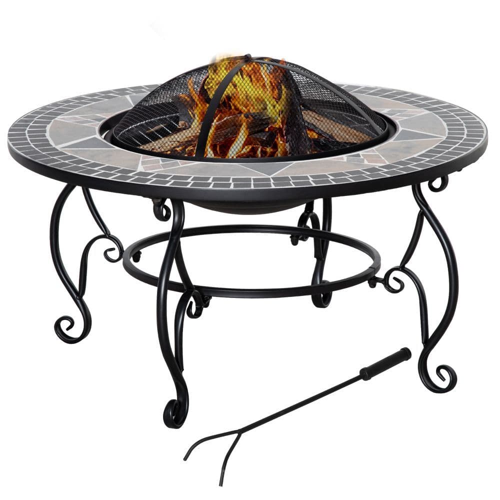 image-2-in-1 80cm Outdoor Fire Pit, Patio Heater with Cooking BBQ Grill