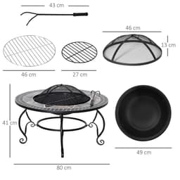 image-2-in-1 80cm Outdoor Fire Pit, Patio Heater with Cooking BBQ Grill