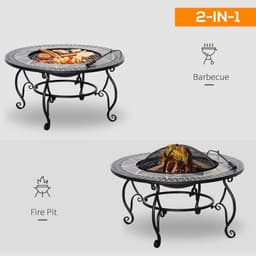 image-2-in-1 80cm Outdoor Fire Pit, Patio Heater with Cooking BBQ Grill