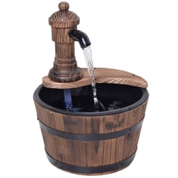 image-Outsunny Barrel Water Pump Fountain Rustic Wood Electric Water Feature Garden