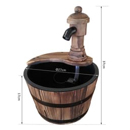 image-Outsunny Barrel Water Pump Fountain Rustic Wood Electric Water Feature Garden