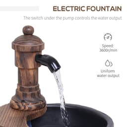 image-Outsunny Barrel Water Pump Fountain Rustic Wood Electric Water Feature Garden